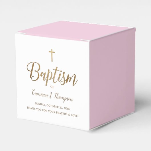 Ballotins Modern Pink & Gold Baptism with Cross Personalized (Verso)