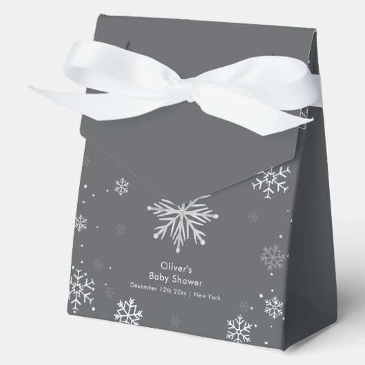 Ballotins Modern Silver Grey Magical Snowflake Baby Shower  (Recto)