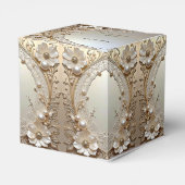 Ballotins Modern White Flowers Pearls Favor Box (Arrière)