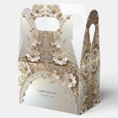 Ballotins Modern White Flowers Pearls Favor Box (Ouvert)