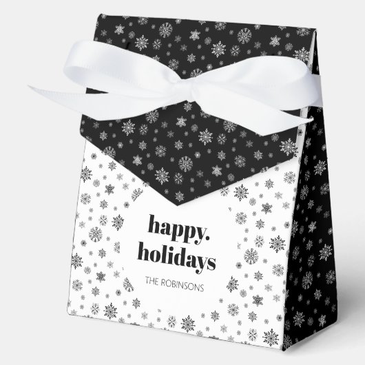 Ballotins Moderne Happy Holiday Black White Snowflake Motif (Recto)