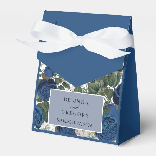 Ballotins Moderne mariage élégant floral bleu à l'aquarelle (Verso)