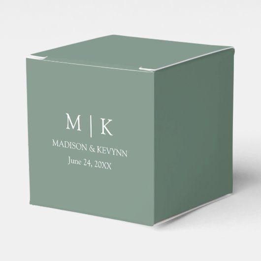 Ballotins Moderne minimaliste Monogramme Sage Mariage vert (Verso)