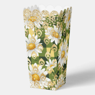 Ballotins Moderne Paillettes Dorées à Carreaux Floraux Daisy