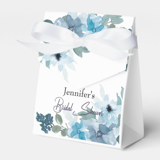 Ballotins Moderne Pastel Bleu Rose Floral Mariage Favor Box (Verso)