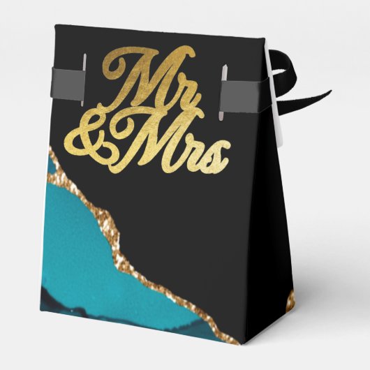 Ballotins Moderne Turquoise et doré Agate Mariage en pierre (Arrière)