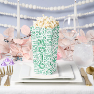 Ballotins Mojo vert partout sur les boîtes de pop-corn blanc