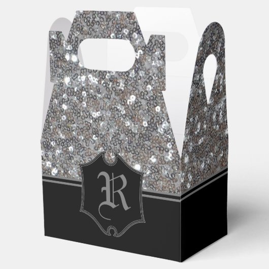 Ballotins Monogramme Argent Sparkle Faux Parties scintillant (Ouvert)