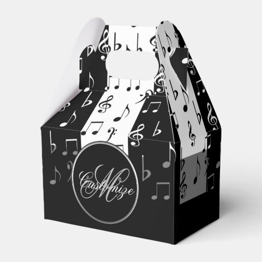 Ballotins Monogramme Black & White Musical Stripes Gable Box (Verso)