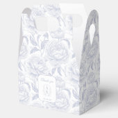 Ballotins Monogramme bleu Dusty Crest Chinoiserie Peonies (Ouvert)