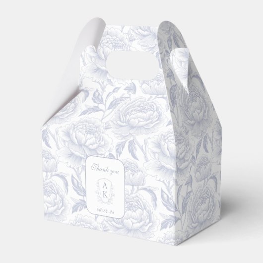 Ballotins Monogramme bleu Dusty Crest Chinoiserie Peonies (Verso)