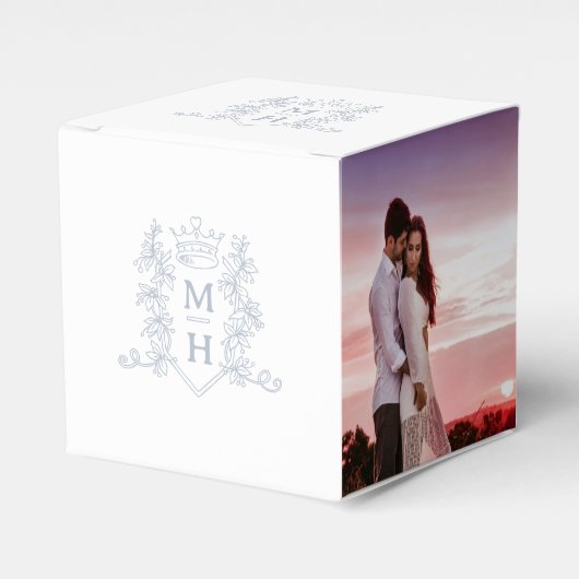 Ballotins Monogramme couronne blanc argent gris mariage phot (Verso)