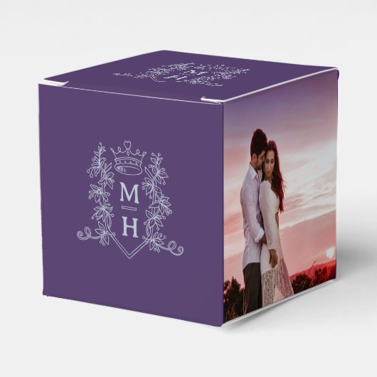 Ballotins Monogramme couronne violet argent gris mariage pho (Verso)