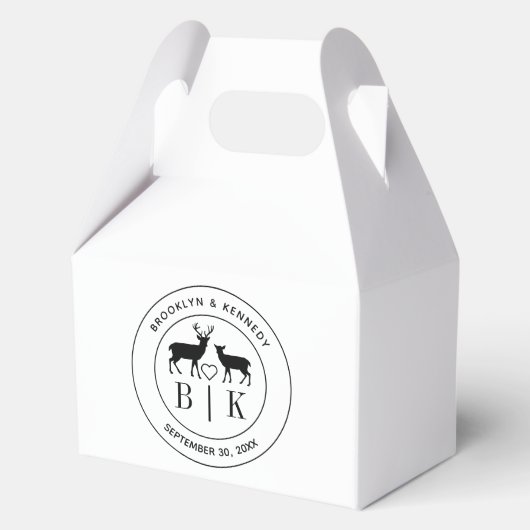 Ballotins Monogramme de cerf rustique Nom du couple de maria (Recto)