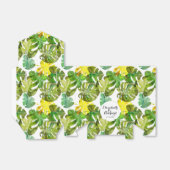 Ballotins Monogramme de mariage à feuilles tropicales aquare (Déplié)