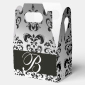 Ballotins MONOGRAMME DE MARIAGE DAMASSÉ BLANC NOIR Élégant (Ouvert)