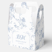 Ballotins Monogramme de mariage floral vintage bleu français (Ouvert)