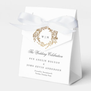 Ballotins Monogramme d'or classique Mariage de crête botaniq