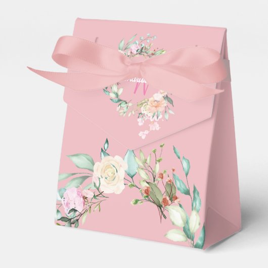 Ballotins Monogramme écriture féminine Rose pâle Floral (Verso)