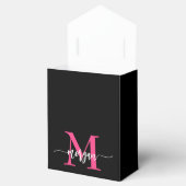 Ballotins Monogramme élégant moderne rose chaud noir (Ouvert)