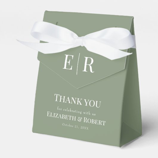 Ballotins Monogramme élégant moderne vert olive (Verso)