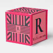 Ballotins Monogramme élégant modifiable avec rayures roses e (Verso)