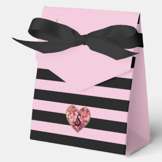Ballotins Monogramme en ruban rose et noir de Paris