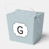 Ballotins Monogramme encadré sur fond bleu pâle à pois blanc (Arrière)