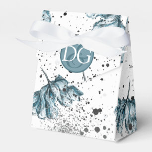 Ballotins Monogramme floral bleu peint à la main