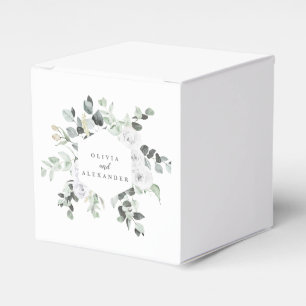 Ballotins Monogramme floral de mariage avec roses blanches e
