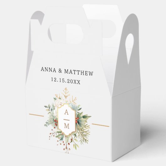 Ballotins Monogramme floral de Noël tout simplement élégant (Ouvert)