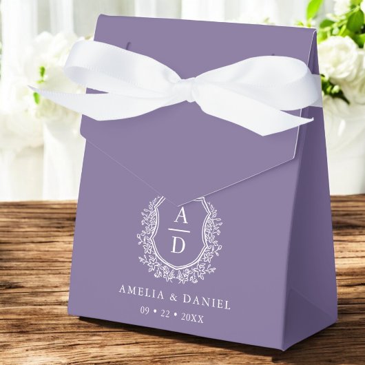 Ballotins Monogramme Floral Violet Mariage Crest Moderne