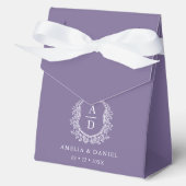 Ballotins Monogramme Floral Violet Mariage Crest Moderne (Recto)
