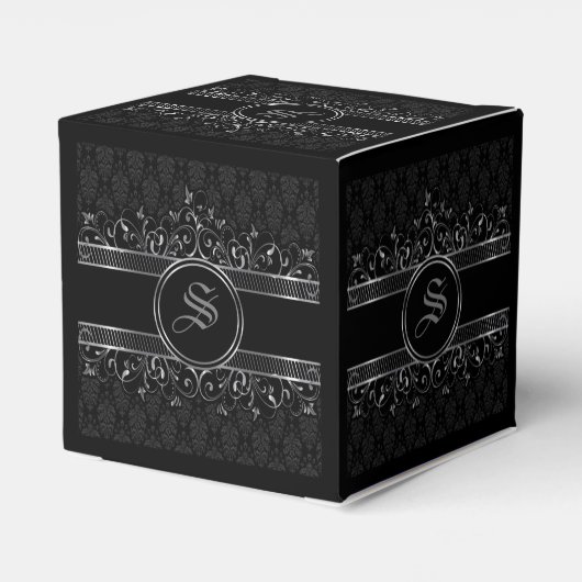 Ballotins Monogramme gothique orné noir et argent (Arrière)