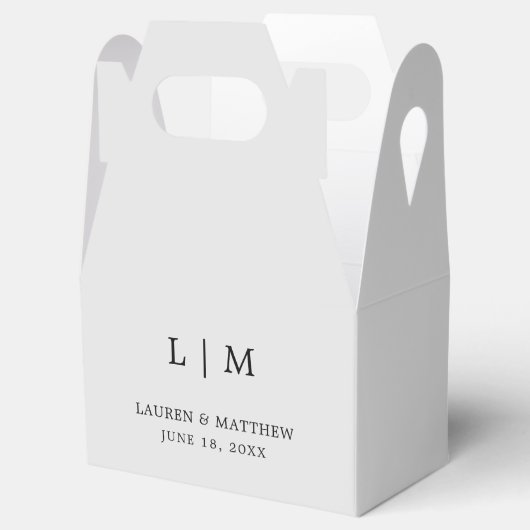 Ballotins Monogramme gris clair simple Mariage élégant (Ouvert)