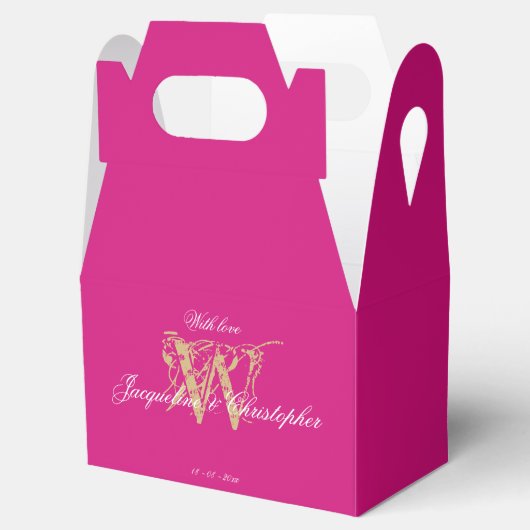 Ballotins Monogramme magenta moderne + Nom Script Élégant Ch (Ouvert)