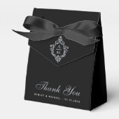 Ballotins Monogramme mariage noir élégant en Crest Monochrom (Verso)