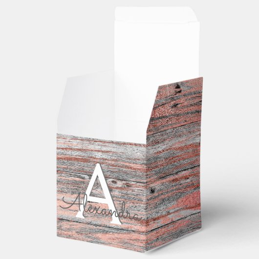 Ballotins Monogramme or rose et bois rustique & initial (Ouvert)