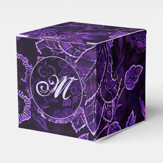 Ballotins Monogramme Purple Vintage Floral Cube Ballotin (Verso)