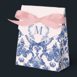 Ballotins Monogramme rose et bleu Damas<br><div class="desc">Ce design de boîte de Noël a un design primitif de grand-millénaires avec un motif damassé bleu marine sur un arrière - plan rose vif. Il y a une place sur le rabat supérieur pour ajouter votre monogramme initial. L'avant et l'arrière ont un motif de damas de coordination.</div>