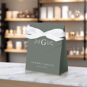 Ballotins Monogramme végétal vert et crème et nom commercial