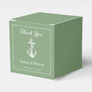 Ballotins Moss Green Ancre nautique Mariage Faveur Boxes