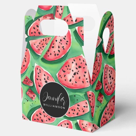 Ballotins Motif aquarelle de pastèque rouge et verte mignonn (Ouvert)