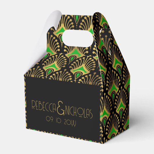 Ballotins Motif Art déco or et vert sur noir (Arrière)
