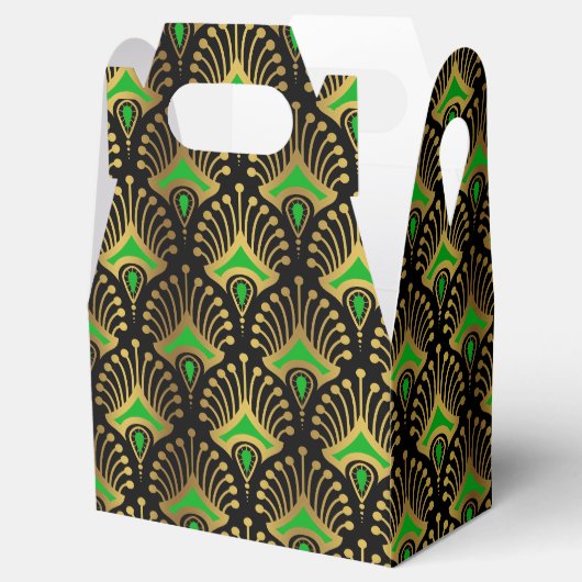 Ballotins Motif Art déco or et vert sur noir (Ouvert)