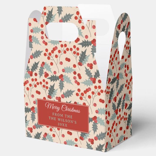 Ballotins Motif botanique de Noël Holly Berry moderne (Ouvert)