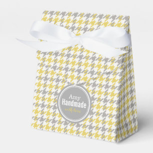 Ballotins Motif carreaux pied-de-poule jaune et gris rétro
