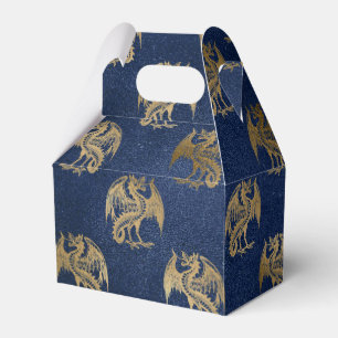 Ballotins Motif de dragon Vintage bleu marine et or