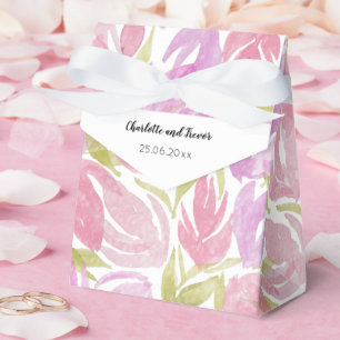 Ballotins Motif de fleurs aquarelles rose fuchsia violet