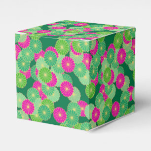 Ballotins Motif de fleurs Art Déco - tons verts, fuchsia
